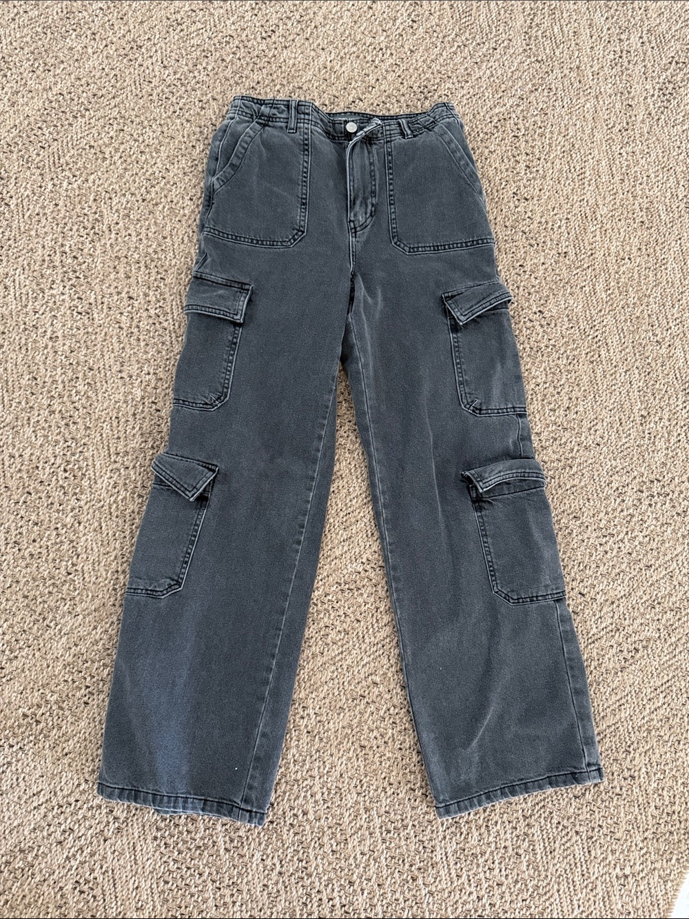 Primark Washed Black Wide-Leg Cargo Denim